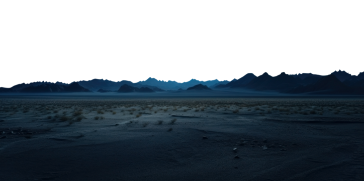 deserted night landscape. Isolated transparent PNG. Alien landscape. desert landscape.