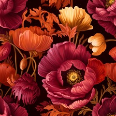burgundy poppy vintage poppy pattern