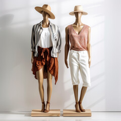 Women's casual summer wardrobe on a mannequins in a clothing store