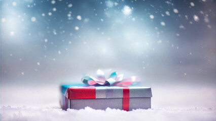 christmas gift box with snowflakes. Geterative AI