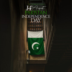 Pakistan independence day poster on a grungy and blurred background