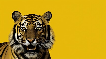 international tiger day  tiger face painting of tiger  realistic forest yellow and black background
