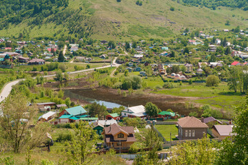 Fototapeta na wymiar View of the village in Shiryaevo in the Samara region in summer, Volga, Russia