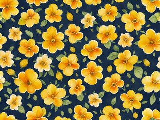 yellow flowers watercolor seamless patterns