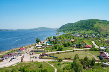 Fototapeta na wymiar View of the village in Shiryaevo in the Samara region in summer, Volga, Russia