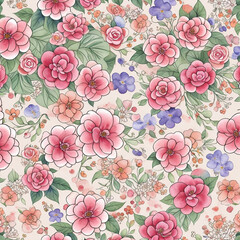 flowers watercolor seamless patterns