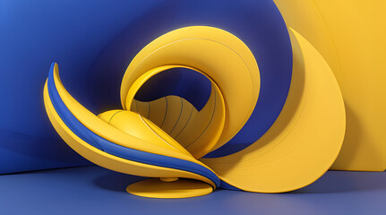 Obraz premium ABSTRACT GEOMETRIC WAVES yellow and blue