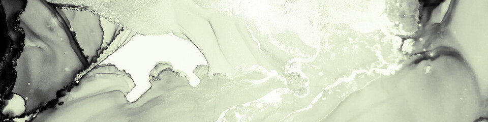 Alcohol Ink Print. Lime Abstract 3d Fluid. Mint