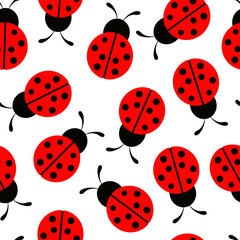 Fototapeta premium Seamless wallpaper ladybug. Vector continuous