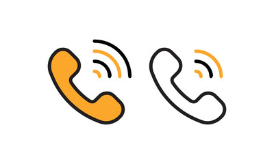 illustration phone icon vector, simple phone icon vector, black and yellow icon vector
