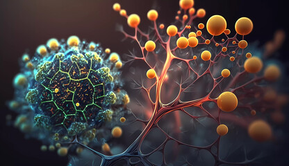 molecules, atoms and neurons interact and communicate. AI generated
