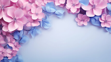 A colorful bouquet of flowers on a vibrant blue backdrop