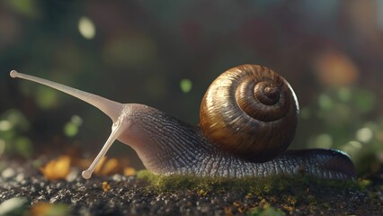 Snail in the garden. Generative AI