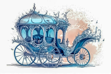 Fototapeta na wymiar Drawing of a Carriage from a fantasy tale. Generative AI.