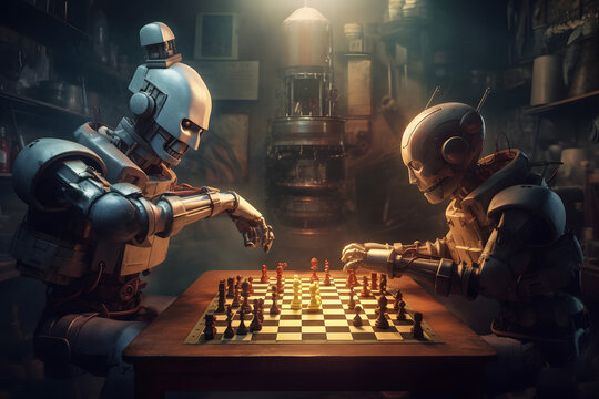AI-Generated Chess: Two Robots Engage in a Strategic Battle
