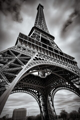 Eiffel Tower in Black and White - AI Crafted Beauty