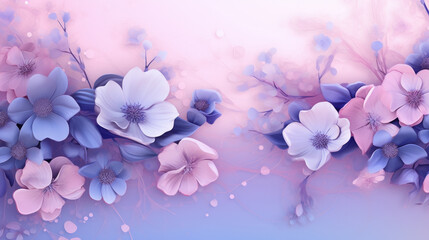 A colorful bouquet of flowers against a vibrant blue and pink backdrop