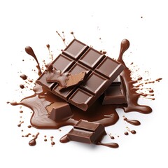 chocolate pieces on white, generated by ai