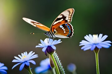 butterfly on flowergenerated by AI technology 