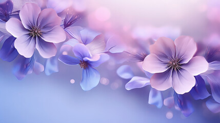 A vibrant bouquet of purple flowers against a striking blue backdrop