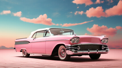 Obraz na płótnie Canvas Retro classic pink car wallpaper.