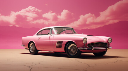 Fototapeta na wymiar Retro classic pink car wallpaper.