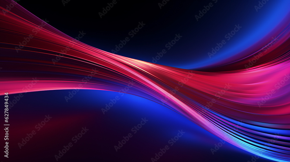 Poster abstract colorful wavy lines on black background