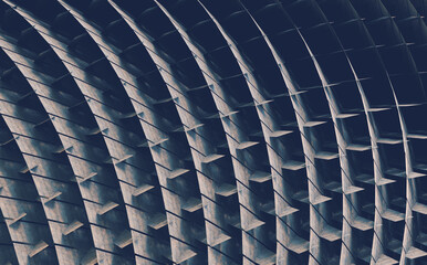 Detalle de arquitectura abstracta. Copyspace y detalle de la arquitectura moderna con olas y c&iacute;rculos de cemento. Proyecto de construcci&oacute;n.