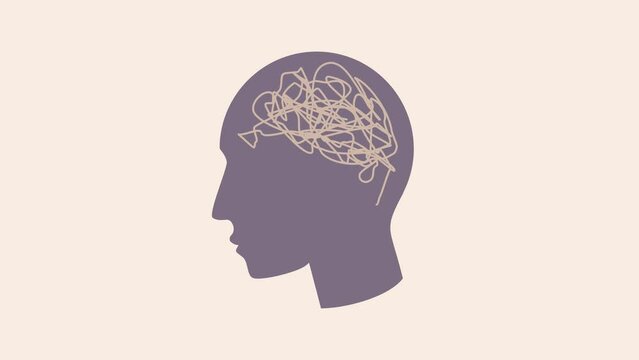 Busy Mind with Chaos Tangled Line in Brain Overthinking Mental Health Thinking Process Animation Video Motion Graphics