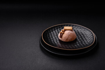 Delicious sweet colorful mochi desserts or ice cream with rice dough and toppings