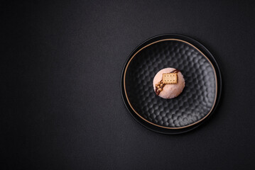 Delicious sweet colorful mochi desserts or ice cream with rice dough and toppings