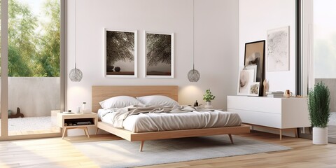 Fototapeta na wymiar Bedroom decoration, generative Ai