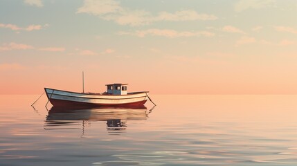 illustration, a ship with a subtle reflection, generative ai