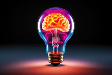 Glühbirne mit Gehirn - Intelligente Energie Effizienz und sparen - Symbol für Innovation und Kreativität