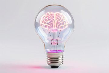 Glühbirne mit Gehirn - Intelligente Energie Effizienz und sparen - Symbol für Innovation und Kreativität