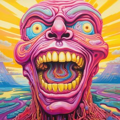 Naklejka premium Carnival of the Surreal: Tripping Out on Freaky Carnival Surrealism, Generative AI