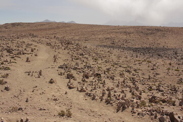 plowed rocks in a field of desert