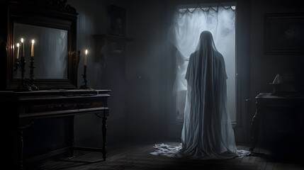 Ghost In Haunted Victorian Era House
