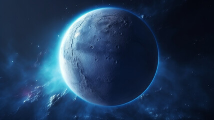Obraz na płótnie Canvas A beautiful blue planet surrounded by a stunning starry sky