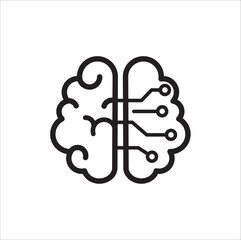Brain Artificial Intelligence icon vector illustration, Humanoid Robot, Thinking Machine. Simple AI icon