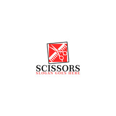 Scissors Logo Template isolated on white background