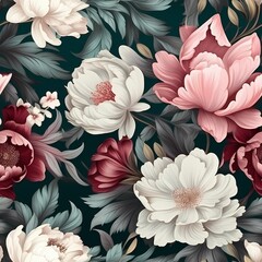 a floral wallpaper with pale pink white and iridescent