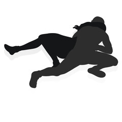 Image of a silhouette of a wrestler athlete in a fighting pose. Greco Roman wrestling, combating, duel, fight, martial art, sportsmanship