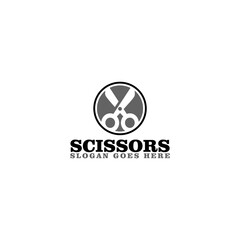 Scissors Logo Template isolated on white background
