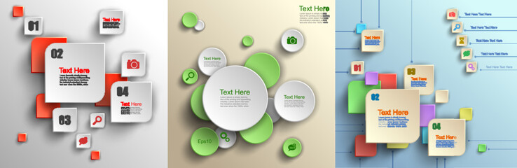 Business 3D digital Infographics, Step up number options, Vector web element design, Square with information sectors under, Step up options, Vector illustration