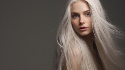 Fototapeta premium Photo of young beautiful woman with magnificent hair. fashion studio portrait