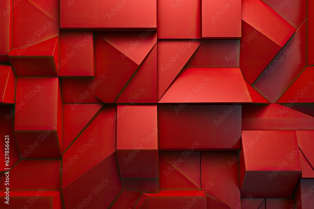 Poster abstract 3d rendering of chaotic red geometric shapes. futuristic background with simple shapes. 3d 