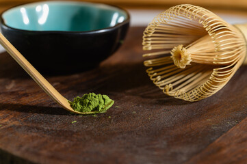 Bamboo matcha spoon for brewing Japanese tea.
