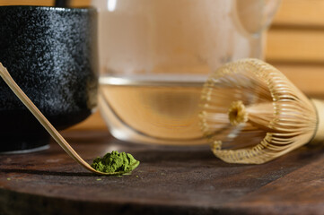 Bamboo matcha spoon for brewing Japanese tea.