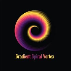 Abstract gradient spiral vortex logo design template.  Geometric dot circle science Universal energy tech  sign. 